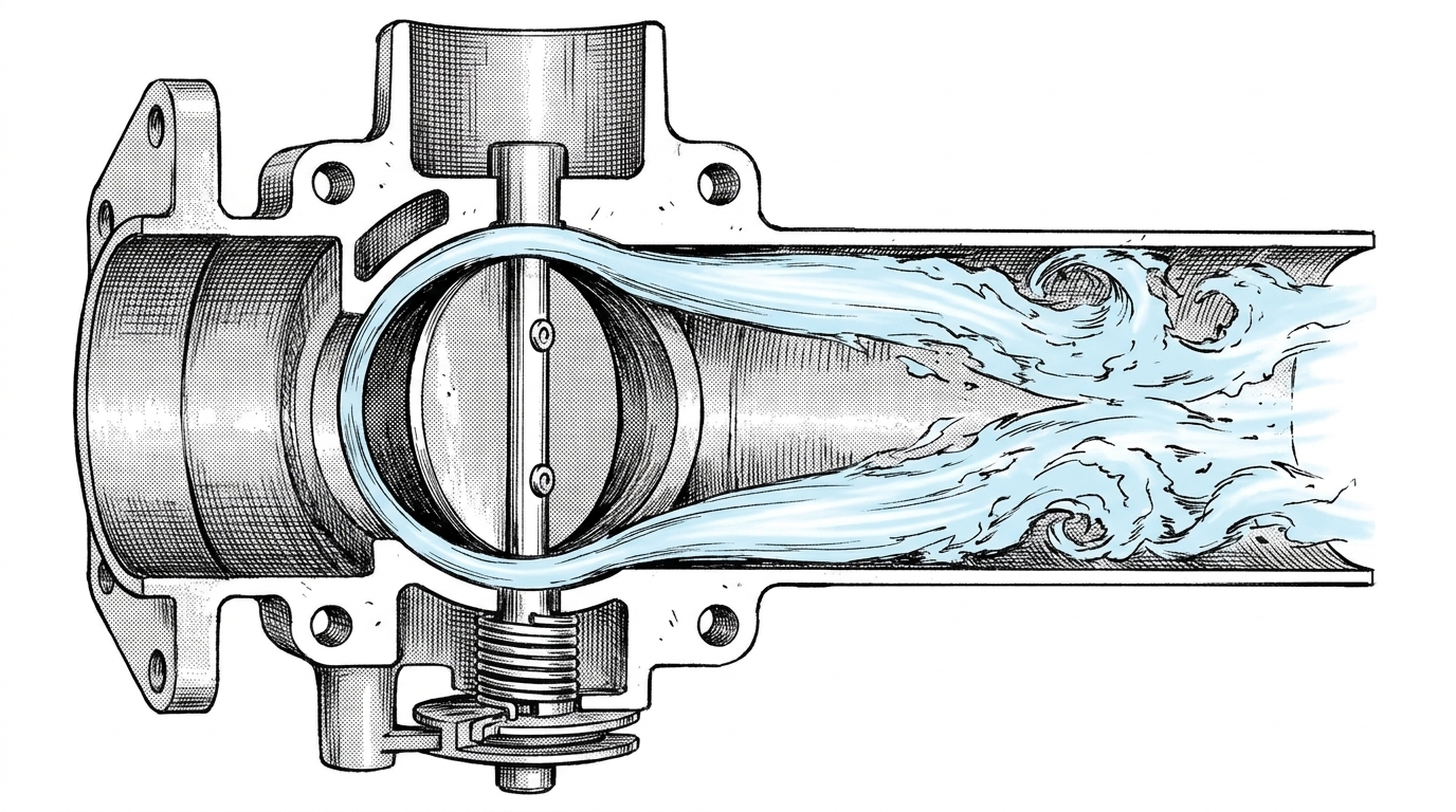 A part-open butterfly is a hand around the engine's throat